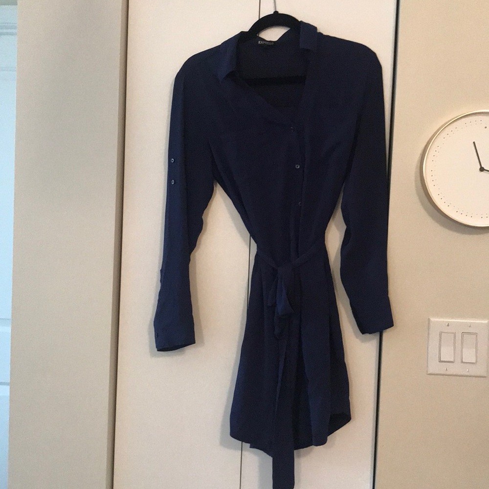 Button down navy blue dress